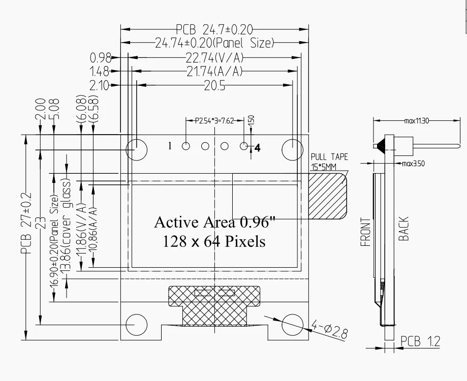 10 Stück 0,96 Zoll OLED-Display-Modul I2C IIC SPI Seriell 128X64 LCD 3,3-5V 4 Pin Weiß/Blau/Gelb-Blau für Arduino – Detail 2