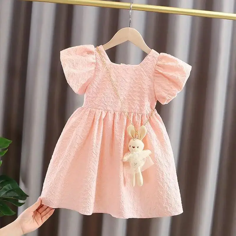 

Baby Girl Summer Dress 2025 New Children's Bubble Sleeve Princess Dress Little Rabbit