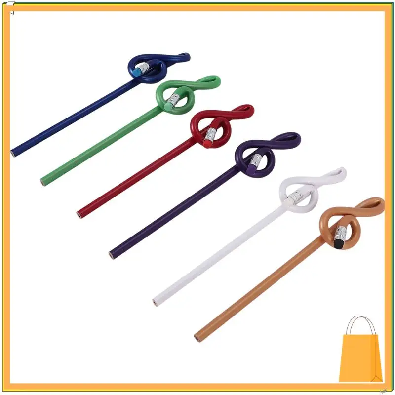 L52A-lápices de notas para estudiantes, lápices de notas musicales con borrador, lápices musicales coloridos, lápiz doblado de clave de sol de madera