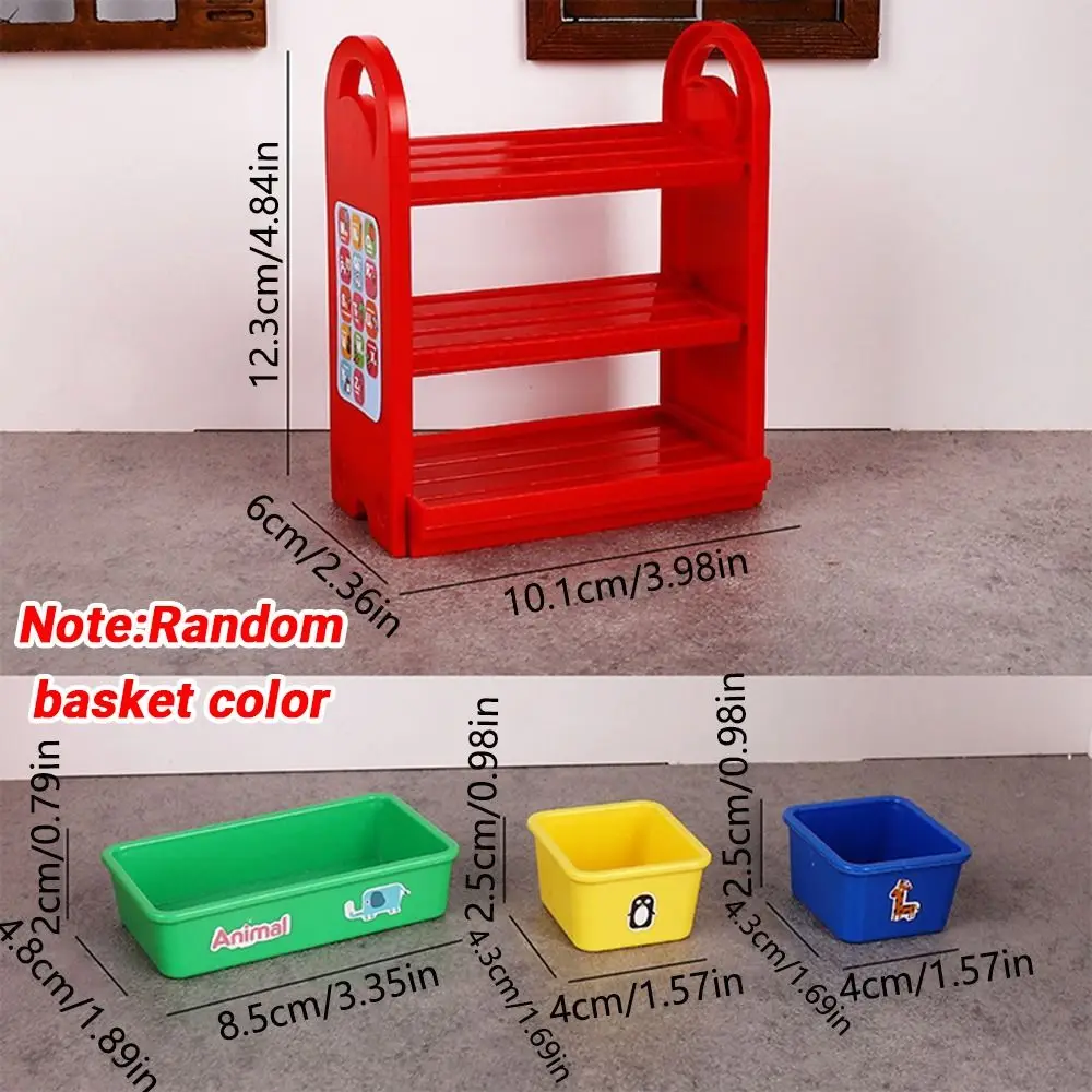 Estante de almacenamiento en miniatura para casa de muñecas, accesorios DIY, 3 cestas en miniatura, soporte de exhibición para casa de muñecas, ahorro de espacio, escala 1/6