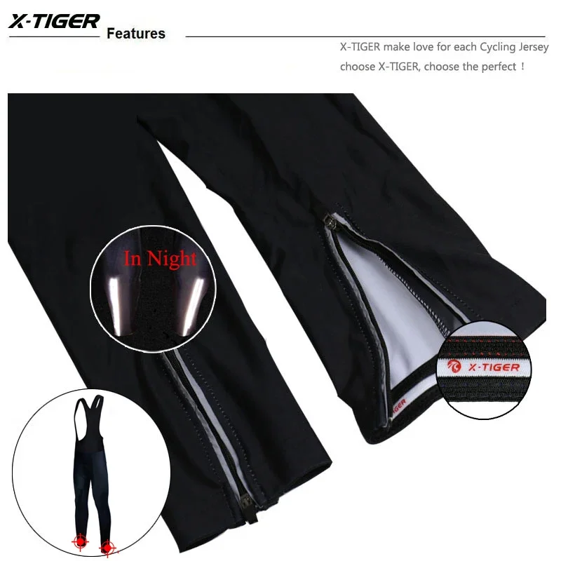 X-tiger – cuissard thermique de cyclisme, garde au chaud, collants de vélo, coussinet en Gel Coolmax 5D