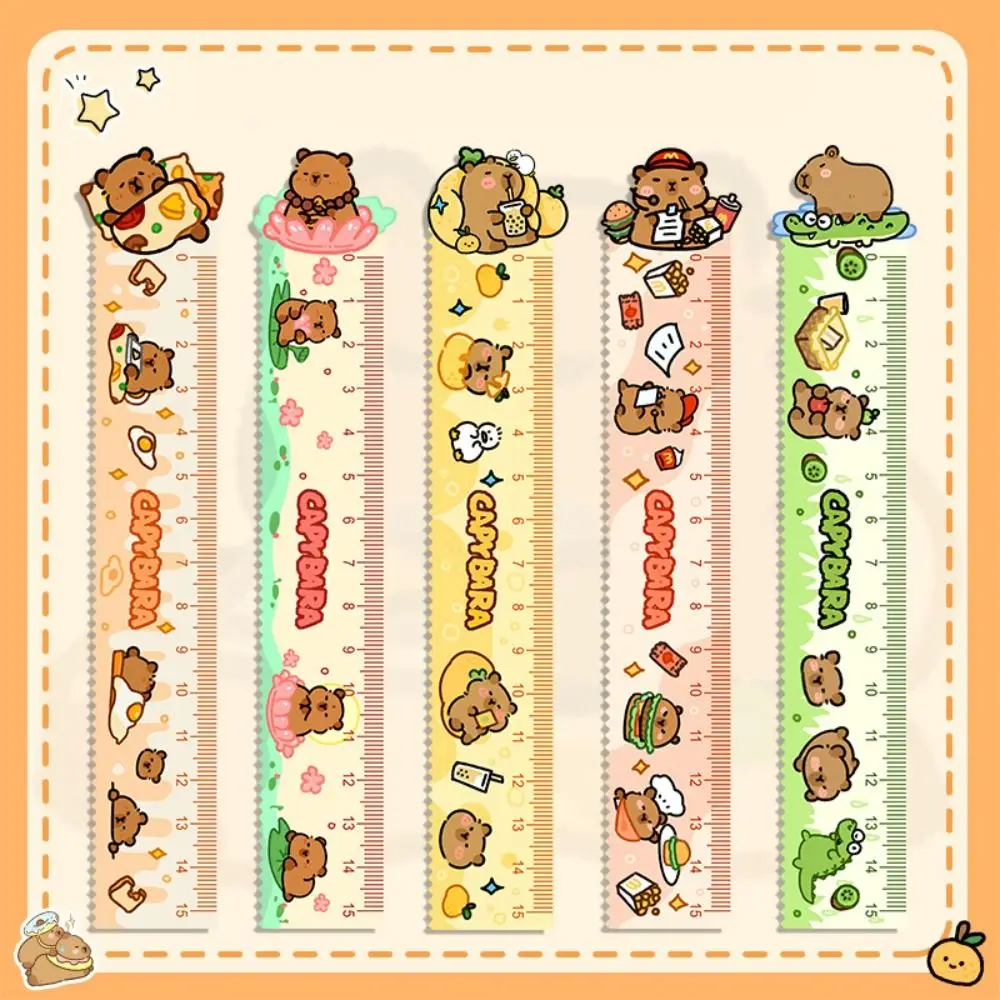 

Creative 15cm Capybara Ruler School Office Supplies Acrylic School Stationery Wavy Lines Cute Cartoon Straight Ruler