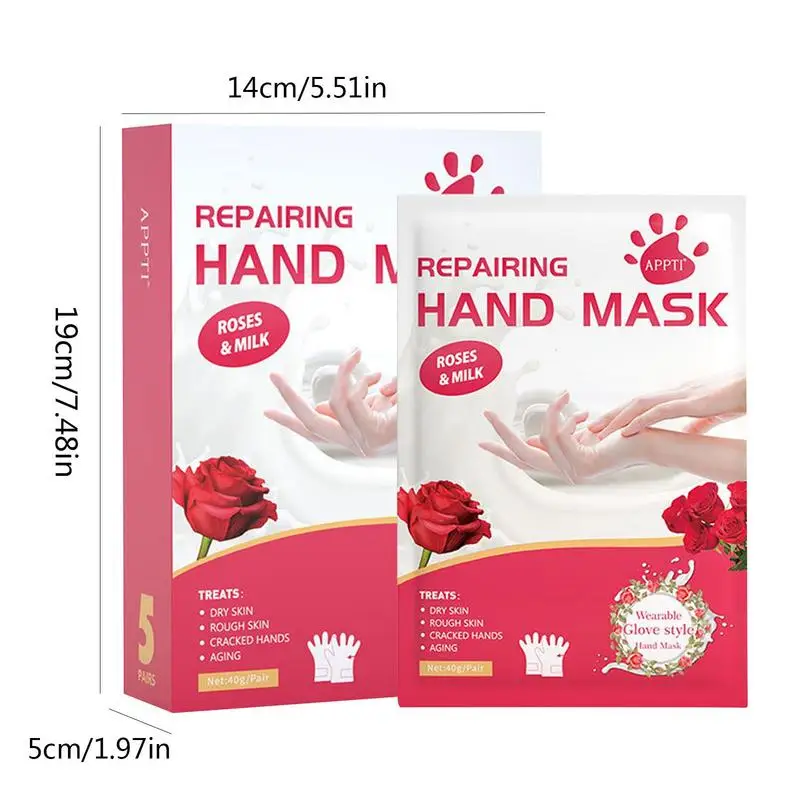 Guantes de reparación de manos con cubierta de exfoliación, cuidado de manos de Rosa y leche, guantes hidratantes para manos agrietadas y secas, cubiertas nutritivas para manos