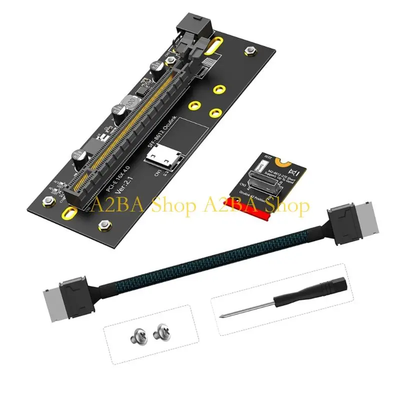 A2BA Converter Card for Desktop Upgraded PCIE4.0 X16 to M.2 Extension Adapter with Flexible Cable for Desktop