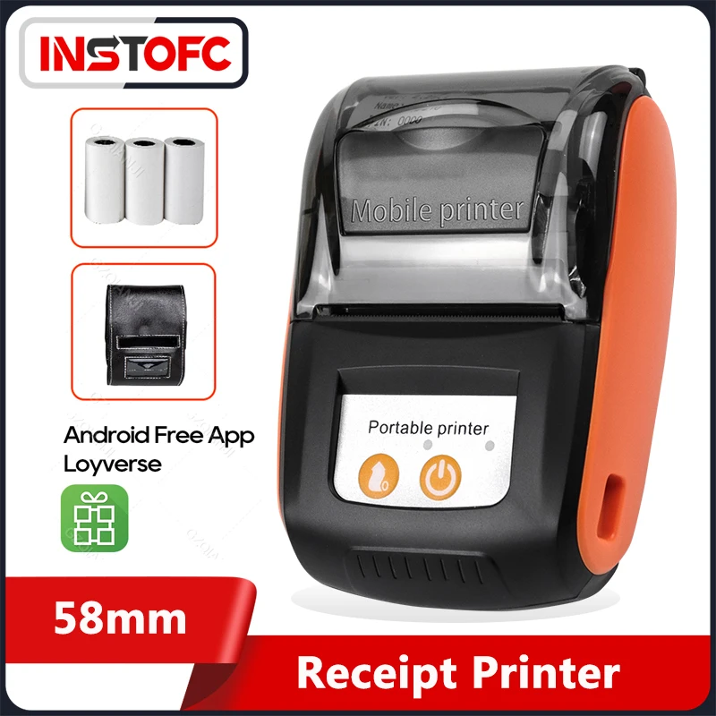 Миниатюрный беспроводной термопринтер для чеков 58 мм, Bluetooth, Android, POS-терминал, ПК, портативная машина для чеков, бесплатная доставка, принтер для розничного магазина Loyverse