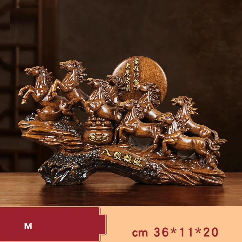 Chinese style Home Decor Eight Horses To Attract Wealth Ornament Living Room Decoration Resin Crafts Office Desktop Decoration