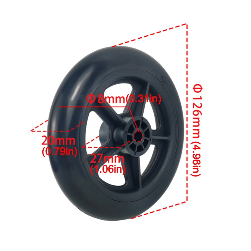 5Inch Wheelchair Front Castor Anti Slip Replacement Solid Tire Wheel Wear-resistant Shopping Cart Wheels Wheelchair Accessories