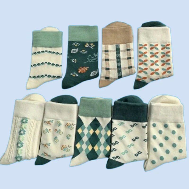 9/18 Pairs Long Tube Autumn and Winter Korean Middle Tube College Style Sweet Versatile Socks Japanese JK Women Cute Mori Socks