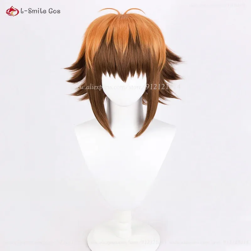 Jaden Yuki Cosplay Wig 30cm Orange Brown Mix Wigs Yuki Judai Cosplay Anime Cosplay Wig Heat Resistant Synthetic Hair + Wig Cap