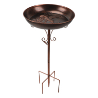 Bird Bath Feeder Stake Vintage Metal Freestanding Birdfeeder Birdbath for Outdoor Garden Decoration Bird Bath Feeder Pole
