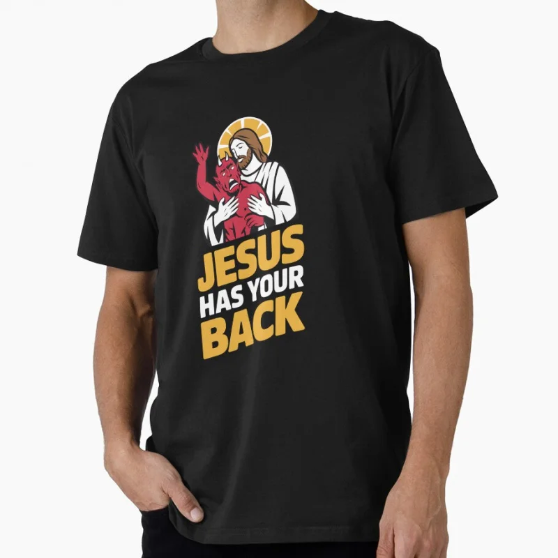 

Jesus Has Your Back Funny Christian Faith Gift t shirt 100% cotton Tee Humor God joke printed clothes All size Tops S-6XL