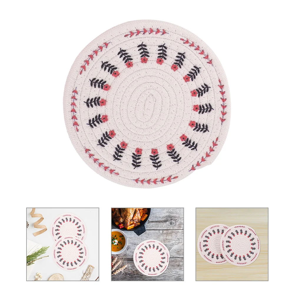 4pcs Anti scald Coasters Woven Cotton Rope Round Heat Insulation Table Pad for Coffee Drinks Home Accessories