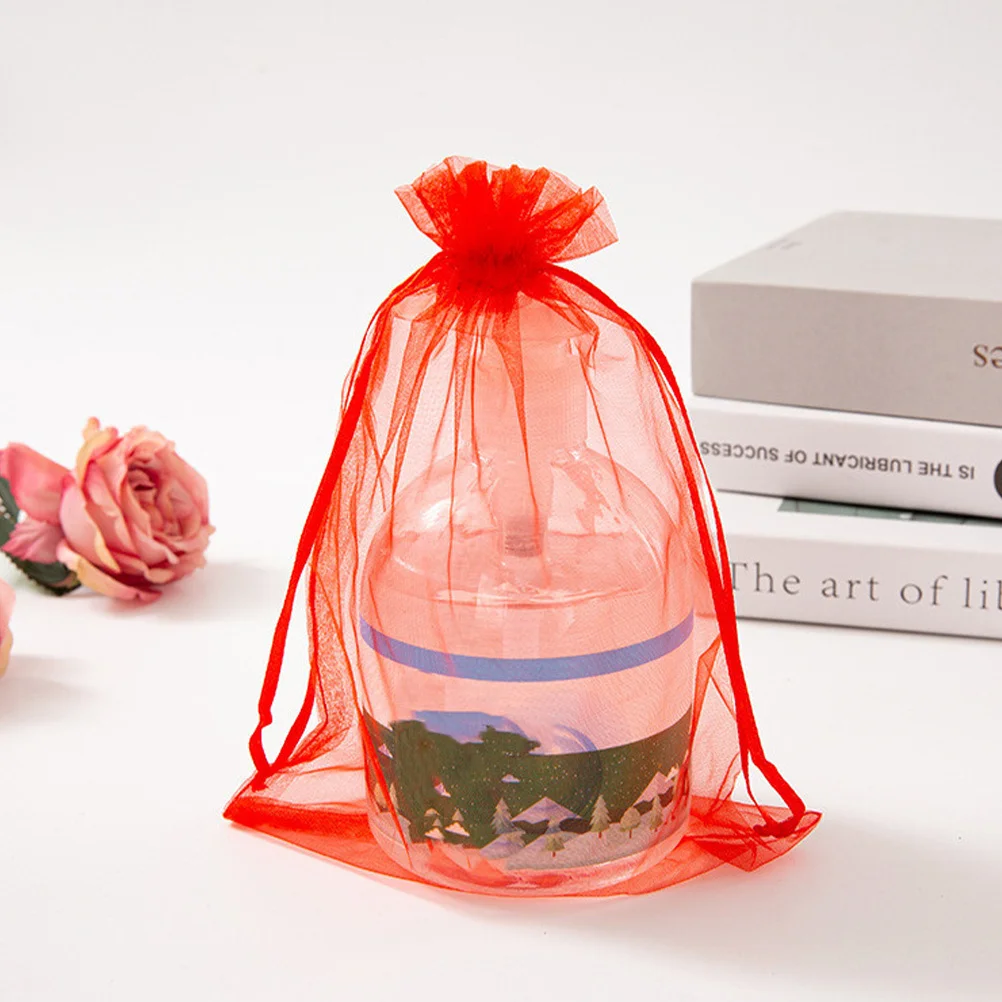 

100Pcs Gauze Drawstring Pouch Compact Portable Storage Bag Jewelry Candy Gift Goody Bag Drawstring Pocket Candy Pouch