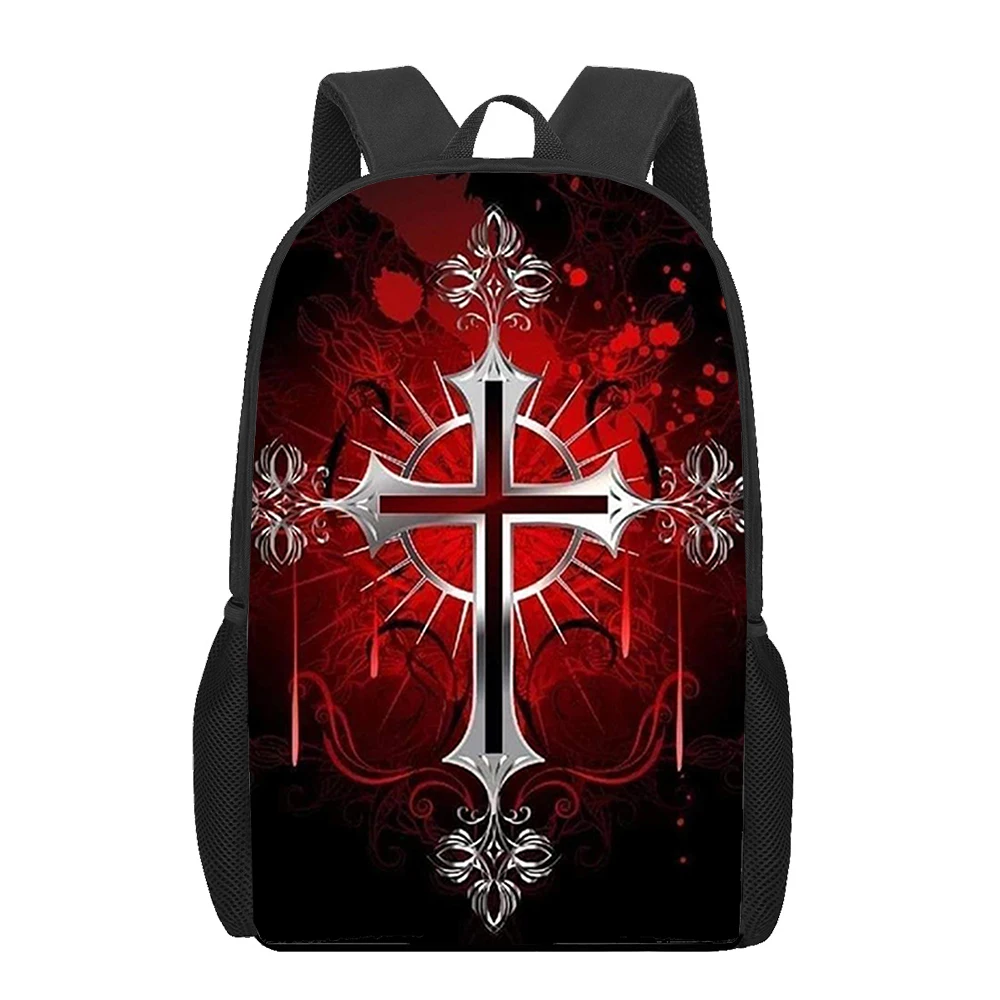 Cross Rose 3D Print School Bag for Teenage Primary Girls Boys Jesus Christian Women Men Backpack Large Capacity Kids Bookbags