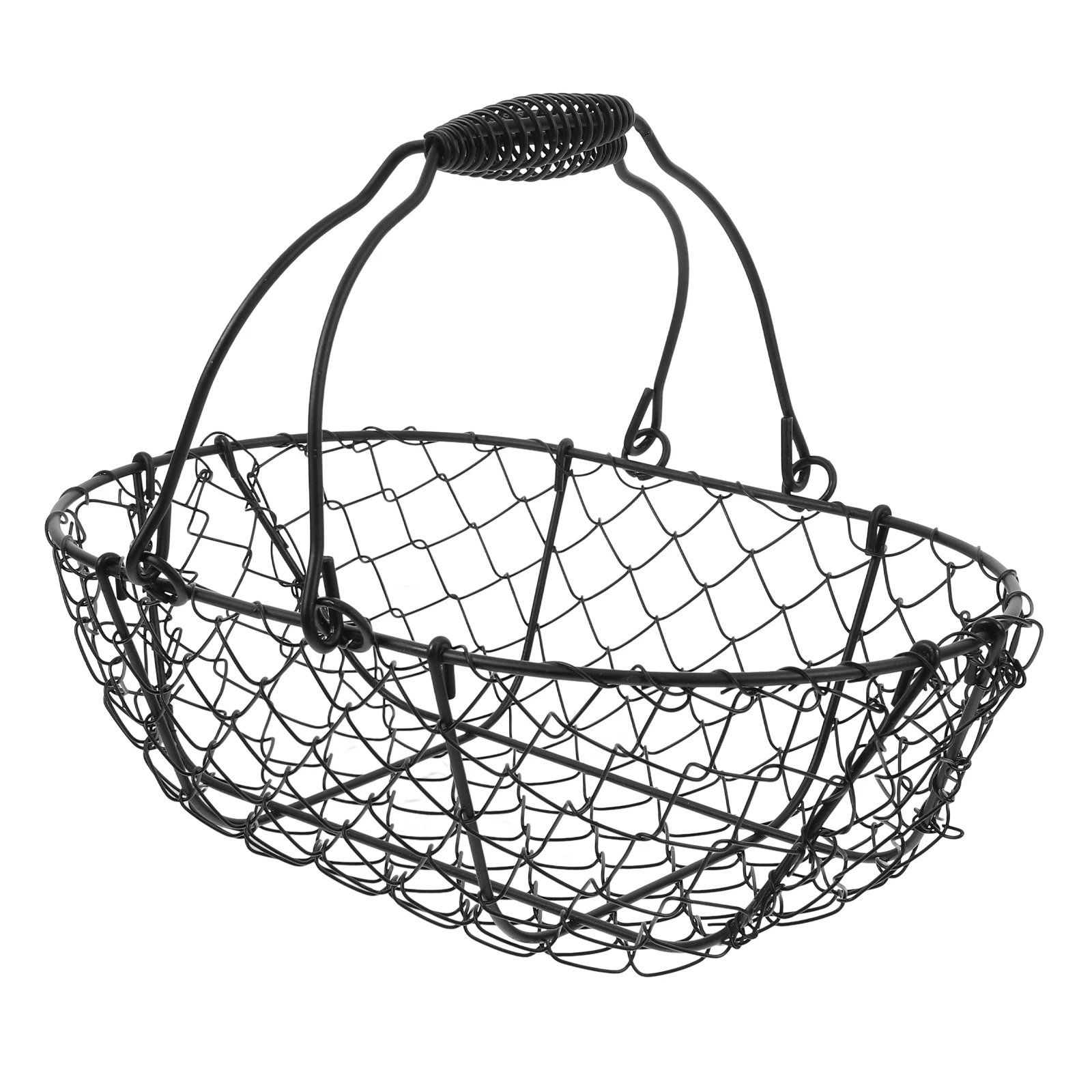 

Vintage Iron Storage Basket Handle Large Capacity Egg Organizer Farmhouse Wire Baskets Home Decor Countertop Fresh Egg Holder
