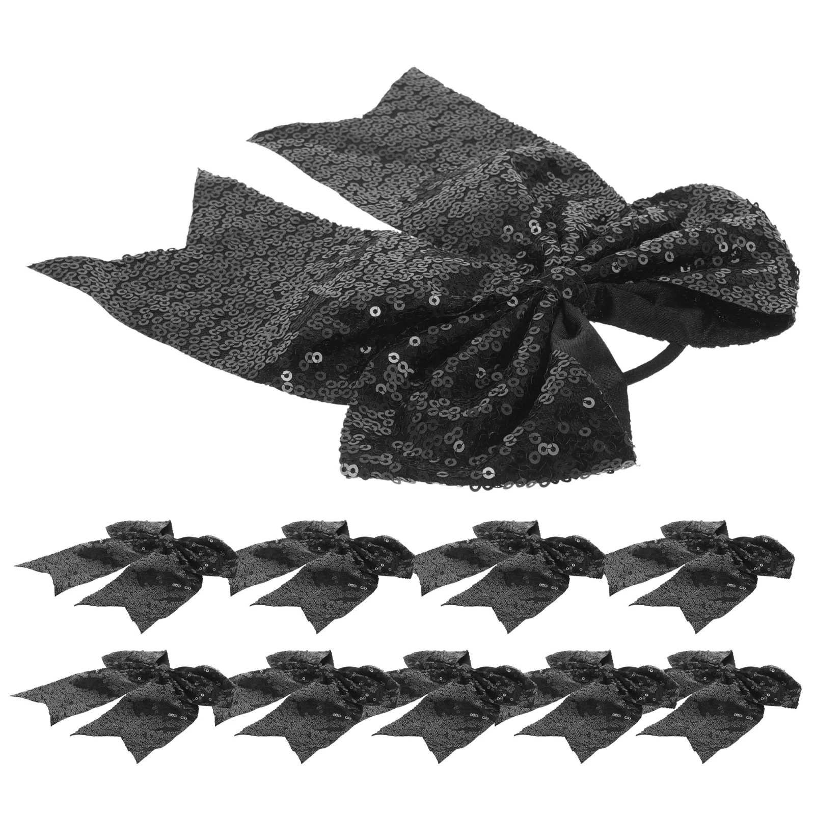 10 Pcs Bow Headdress Bows for Cheerleading Hair Elastics Girls Cheerleader Scrunchies with Rope Ribbon
