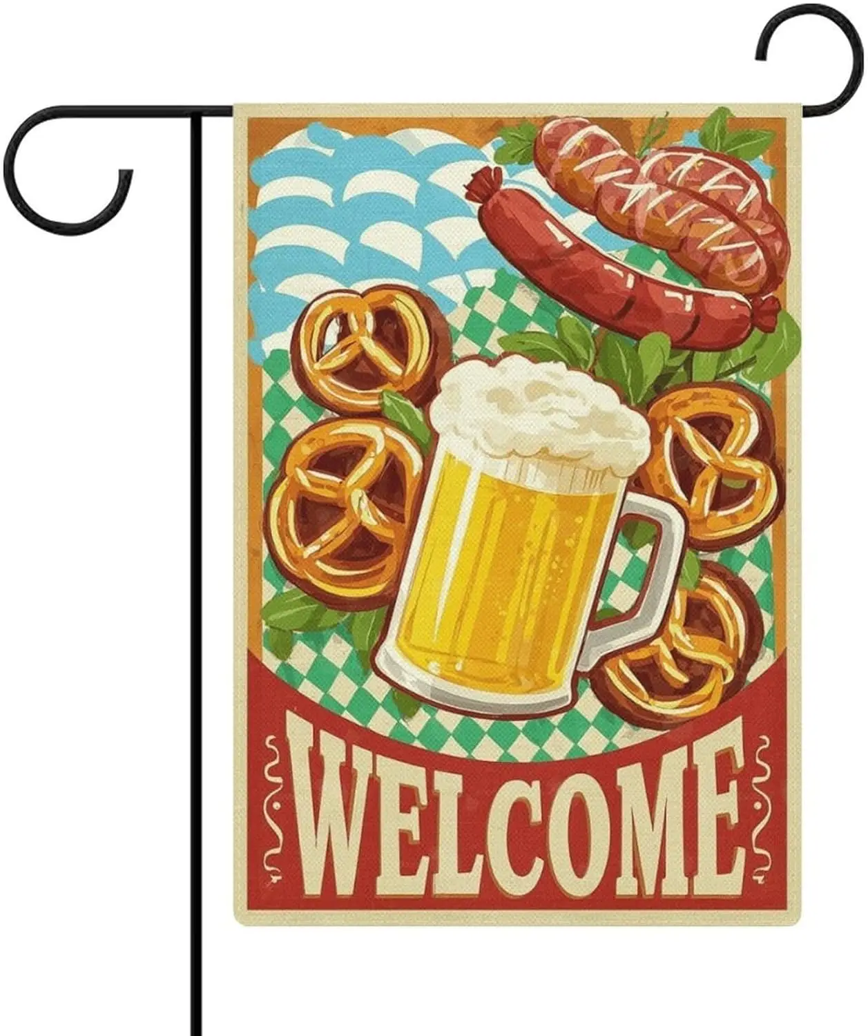 Garden Flag “Welcome Oktoberfest Beer” Double Sided 12x18 In Burlap Seasonal Yard Decoration for Outside Porch ZZA