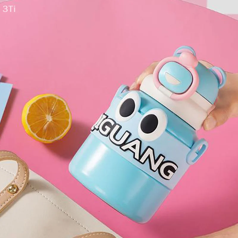 แก้วเก็บความร้อนสําหรับเด็กขนาด 600 มล. 316 สแตนเลสการ์ตูนน่ารักถ้วยน้ําฝาคู่