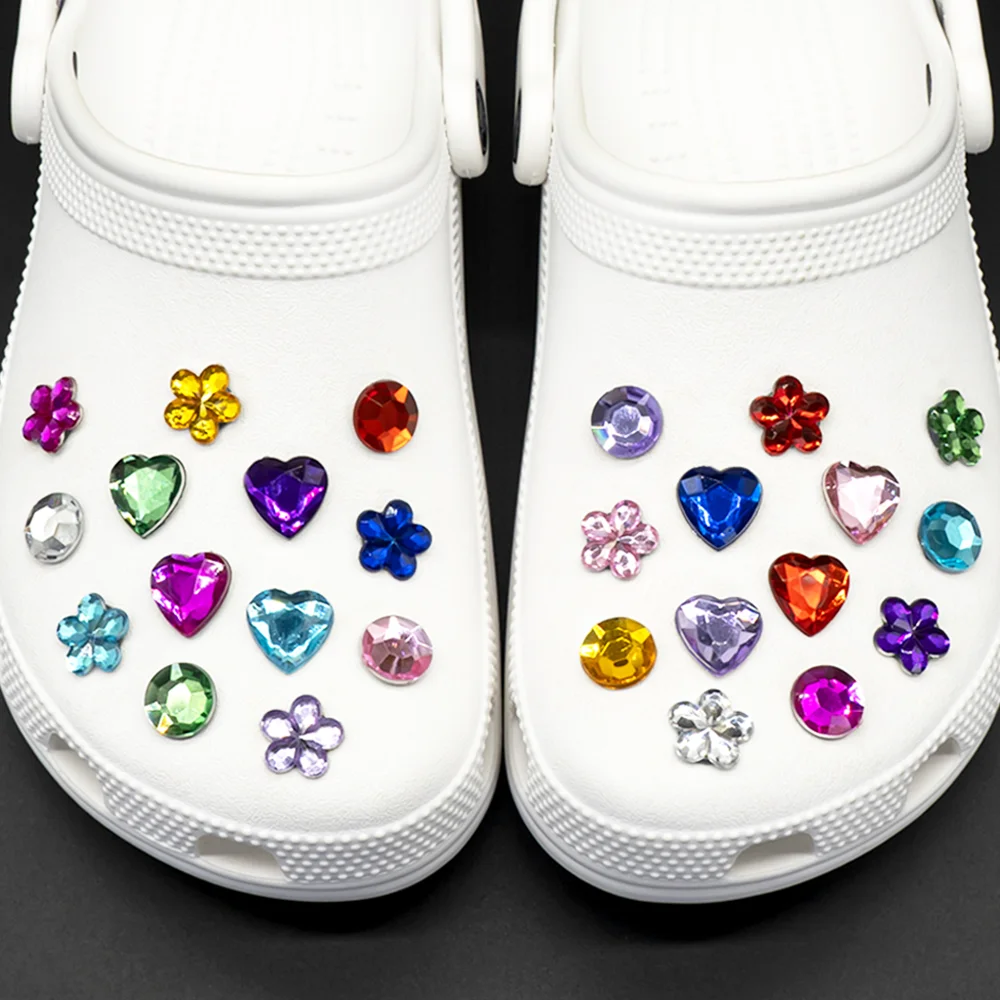 1/30PCS Crystal Shoe Charms Decoration,Pink Purple Accessories Pins for Women's Shoes,Colorful Clog Buckles for Shoes