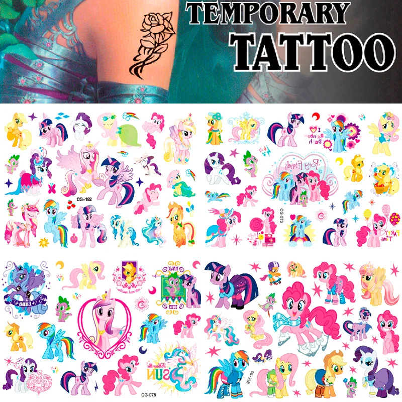 New My Little Pony Tattoo Set Face Temporary Tattoo Child Unicorn Tattoo Sticker Body Tatoo for Kids Cute Tattoo ChildrenTattoos