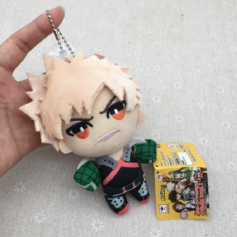 Anime Hero Plush Keychain Kawaii Green Hair Spiky Blonde Half Red White Boy Stuffed Doll Cute Cartoon Bag Charm Toy Gift 15cm - view 5