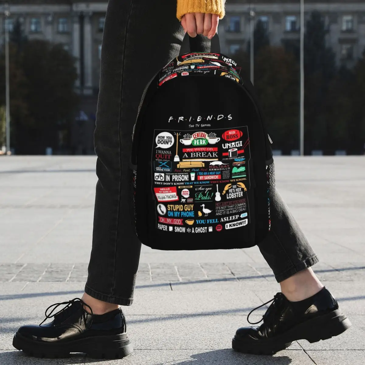 Friends Qu Backpack Student BookBag Men Women School Bag Laptop Shoulder Bags