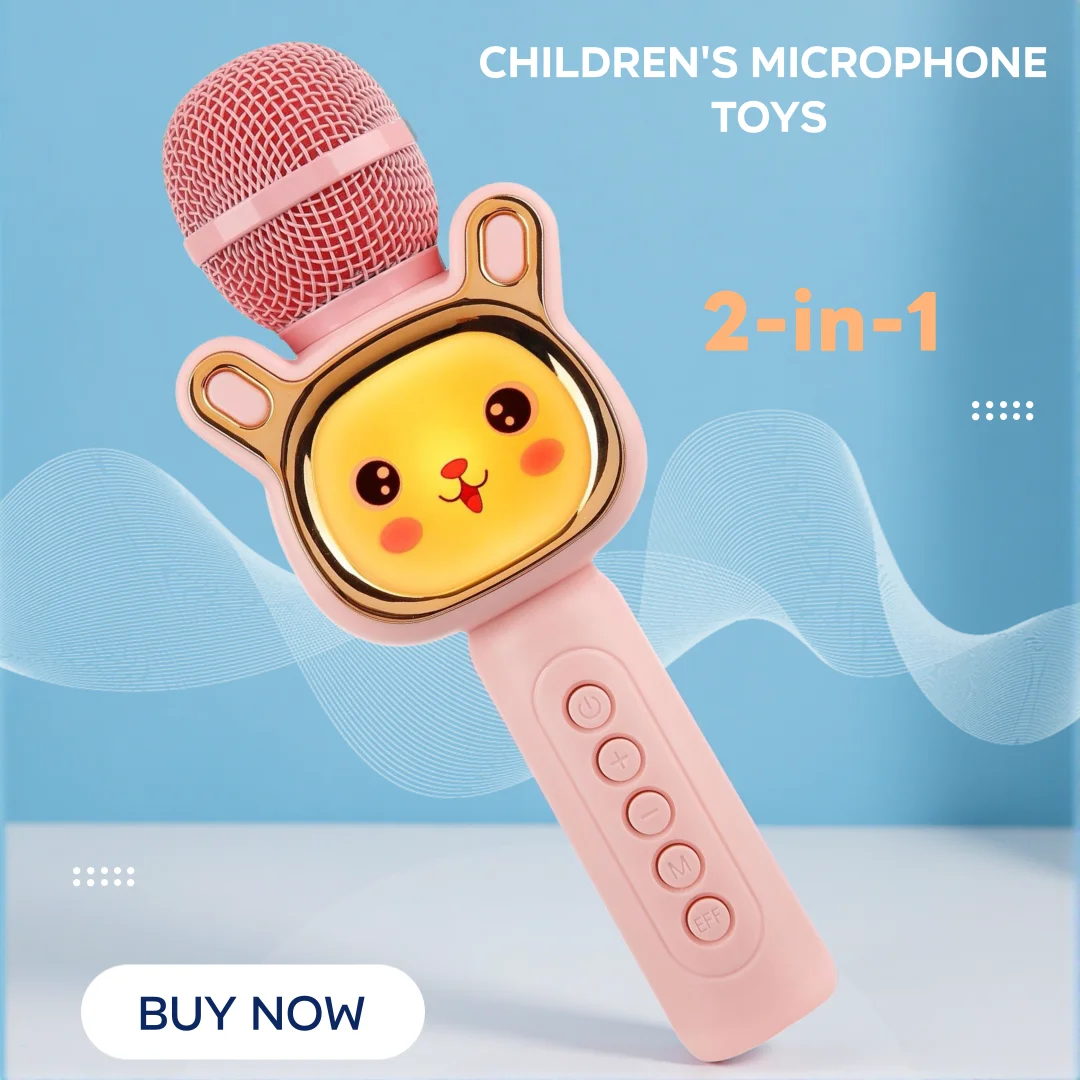 Karaoke-Mikrofon-Spielzeug für Kinder, kabelloses Bluetooth, TF-Kartenspiel, bunte LED, All-in-One-Karaoke-Mikrofon, ideales Geschenk für Kinder