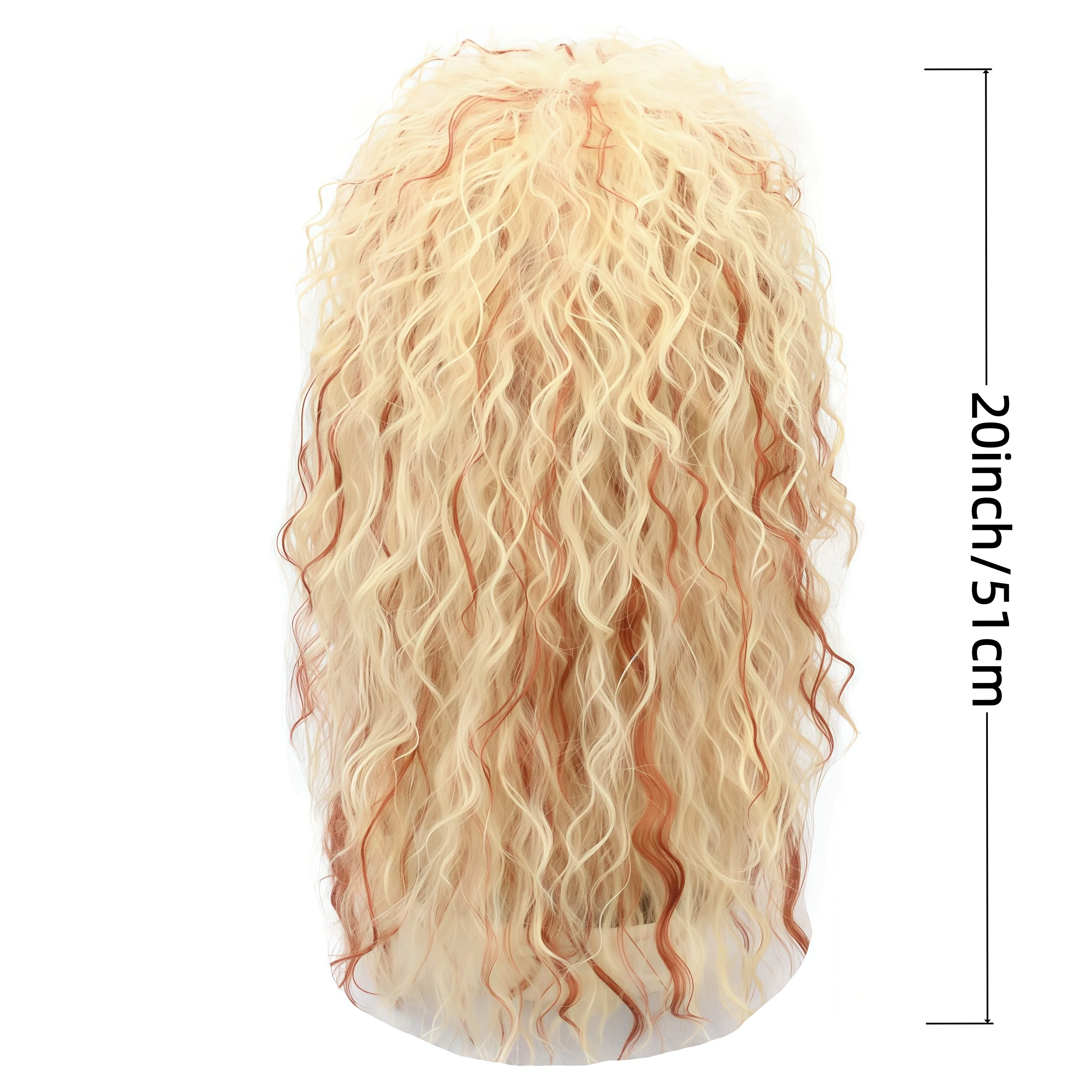70s/80s vintage curly synthetic wig with bang golden long style, suitable for hippie style, 80s party,cosplay, anime styling wig