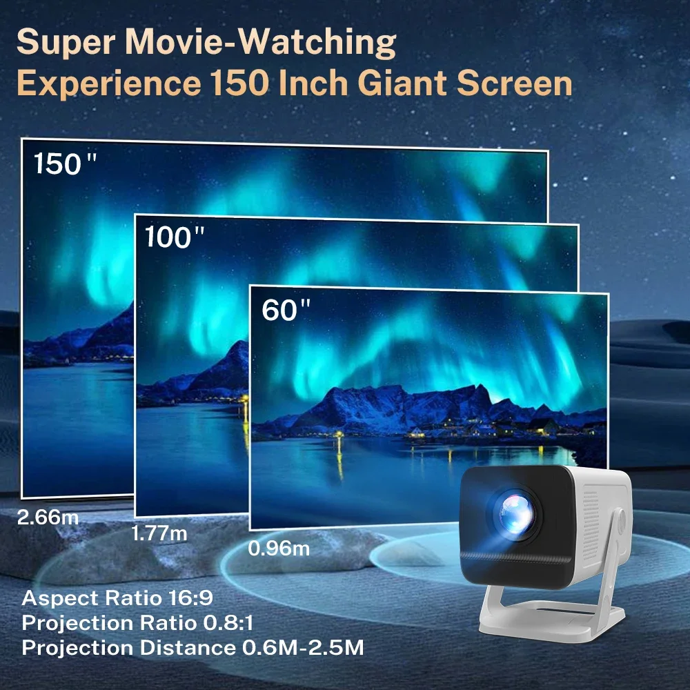 جهاز عرض LynCast صغير محمول 400ANSI WiFi6 BT5.4 بتركيز تلقائي أندرويد 11 جهاز عرض يدعم Full HD 4K سينما منزلية خارجية X1AQ
