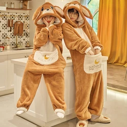 Kigurumis Känguru Frauen Männer Pyjama Winter warme Nachtwäsche Paar Pyjama Stram pler verdicken Overalls niedlichen Cartoon Stram pler Lounge wear