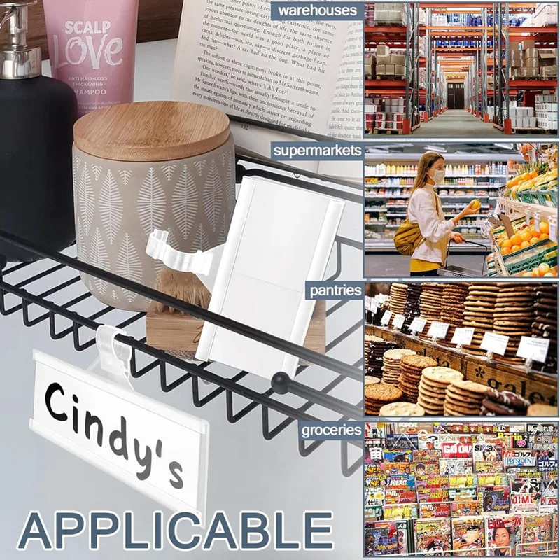 100 Pieces Plastic Wire Shelf Label Holders, Reusable Price Label Holder With Locks, For Supermarket Department Store Durable