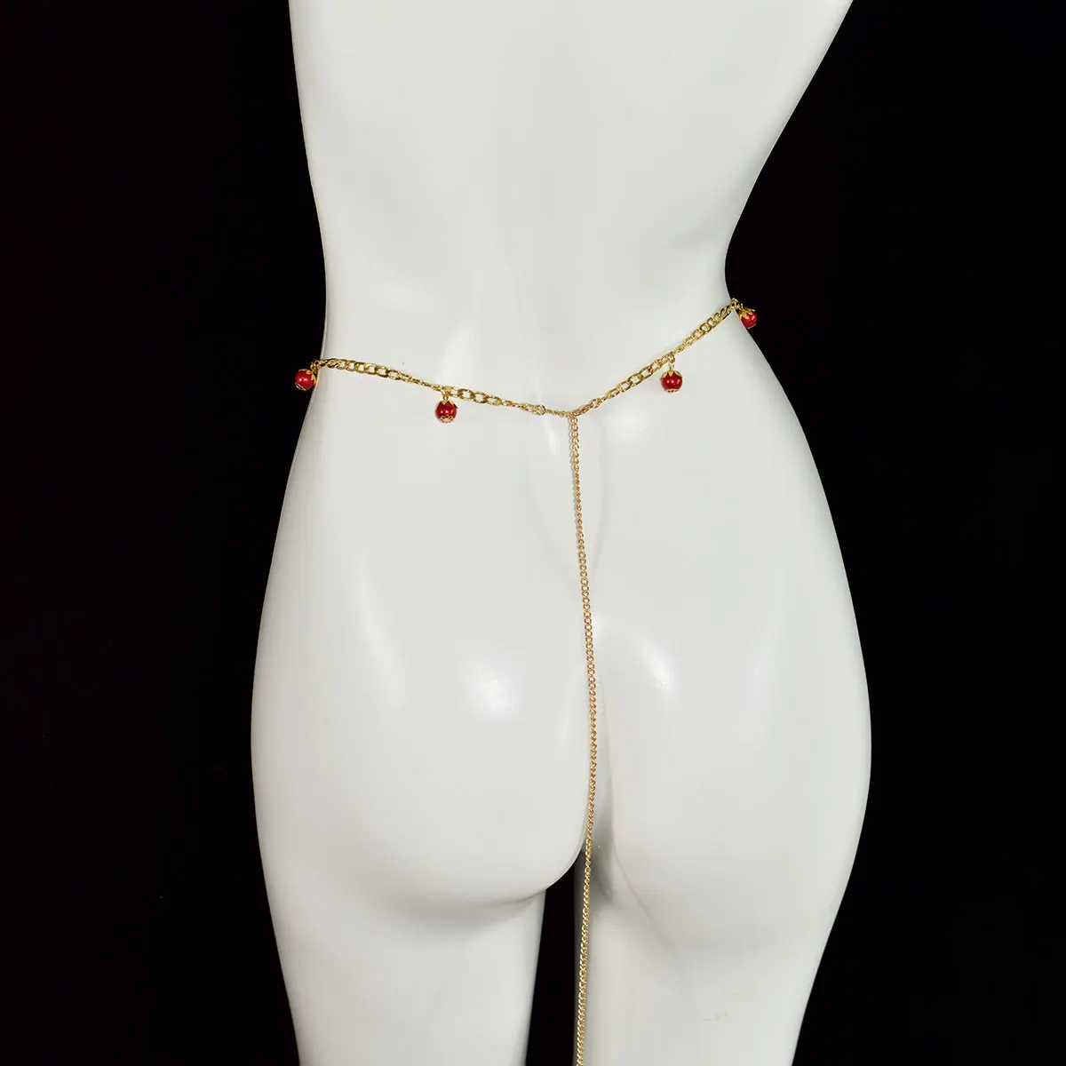 Beach Party Lady Simple Red Flower Waist Chain Long Necklace Fashion Personality Street Snap Resort Clothing Tie-In Chain