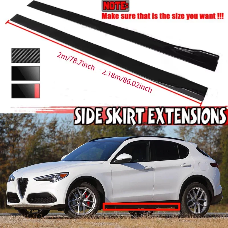 

FOR Alfa Romeo Stelvio 2M Car Side Skirt Extension Plate Lip Separator Bumper 2.18M Racing Side Spoiler