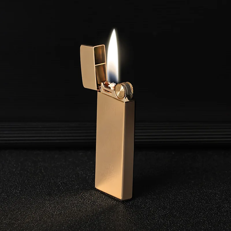 

Zoro Retro vintage Grinding Wheel Lighter Pure Brass Slim Compact Portable Oil Cigarette Lighter Smoking Accessories Men Gifts