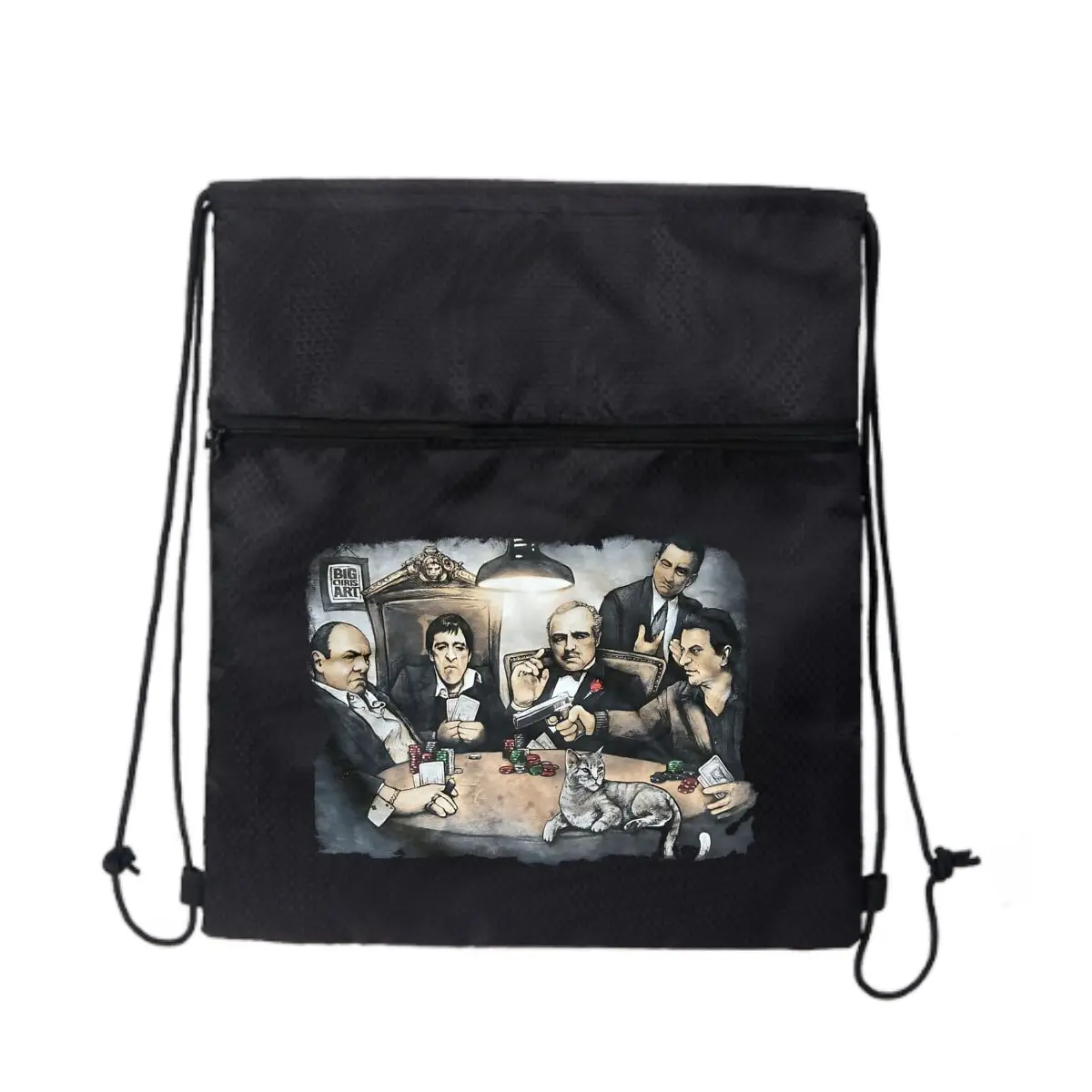 

Гангстеры, играющий в покер с котом, черные сумки на шнурке, рюкзак на шнурке для занятий спортом, путешествий в тренажерном зале