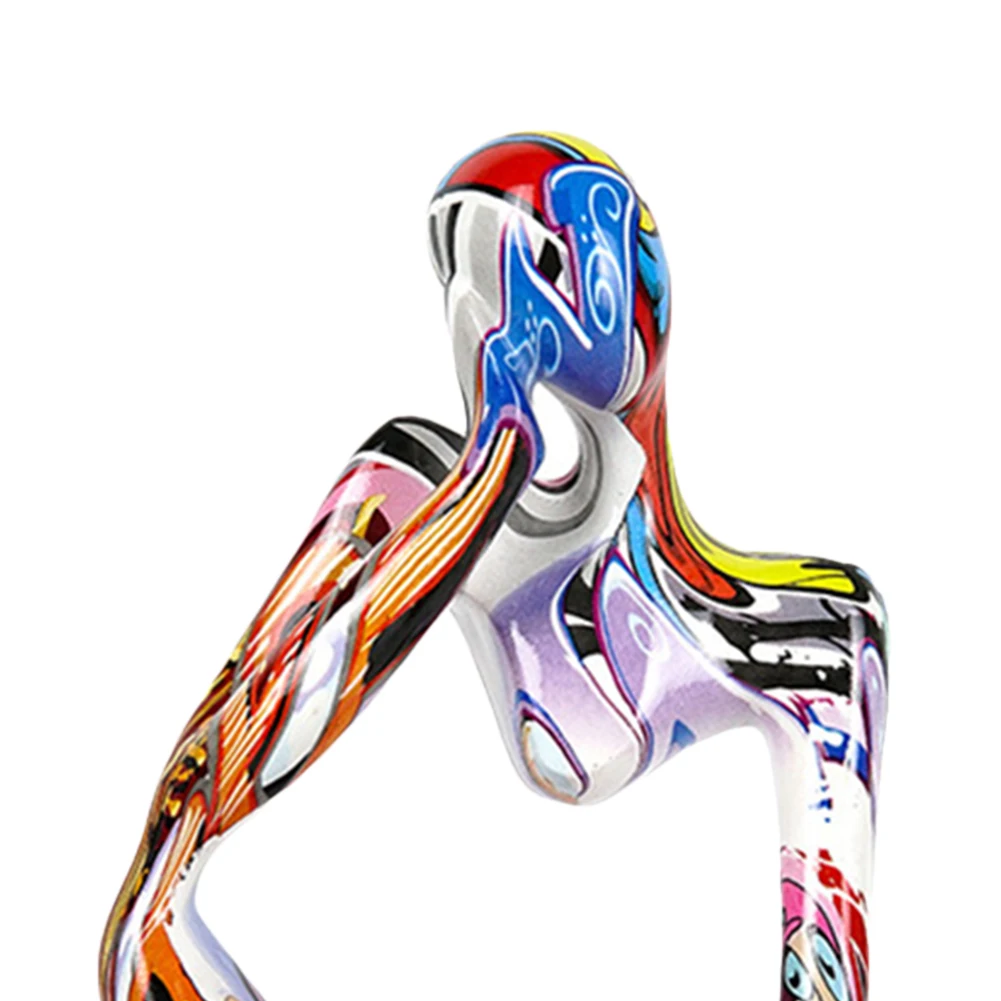 Sculpture de Graffiti Colorée en Résine, Figurine Abstraite de Penseur, Collection de Bureau, Décoration pour Nikde Maison, Bureau