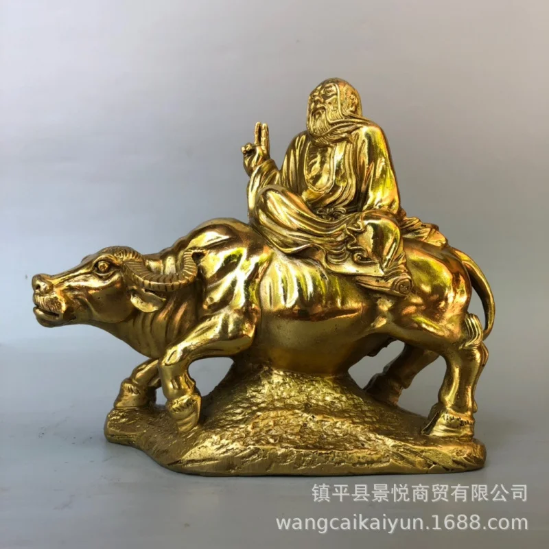 Brass of Tzu riding a , copper cow ornament for home desktop decoration, bronze statue of the Ethical God Lao Jun
