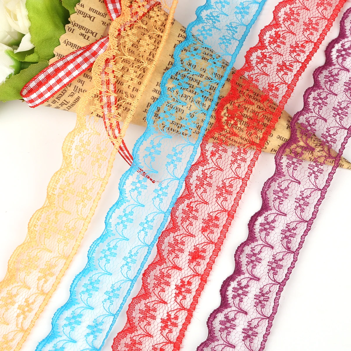 

10 Yards 20mm Wide Lace Ribbon Fabric For Gift Wrapping Christmas Wedding Decor DIY Crafts Lace Trim Clothing Sewing Accessories