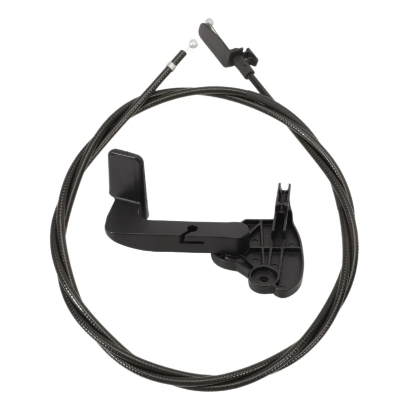Hood Release Handle and Metal Cable with Black Operating Lever, Restores Mechanical Pull Link Between Interior Control D7YA