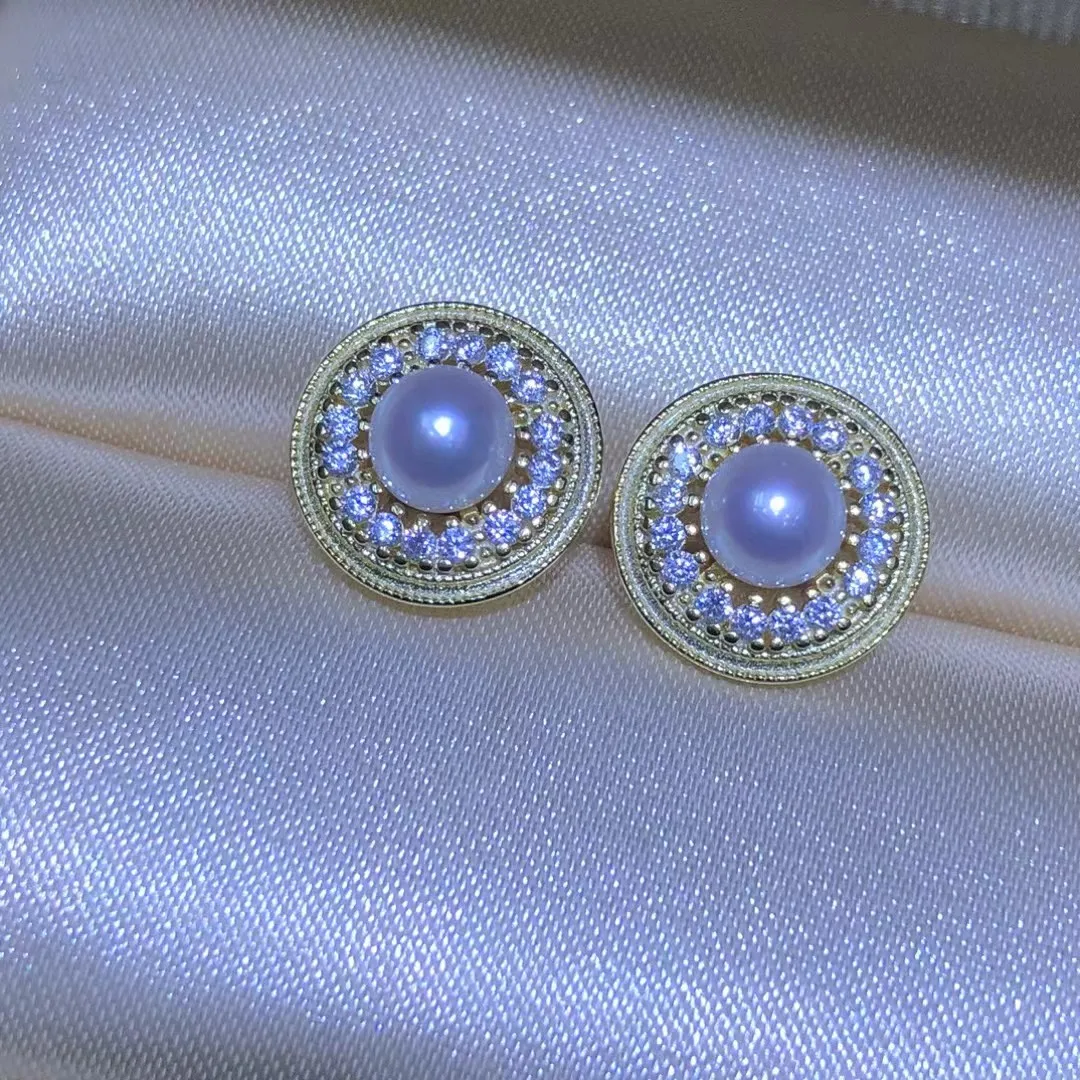 

Wholesale S925 Sterling Silver Earrings Mount Findings Settings Base Mounting Parts Accessory for 5-6mm Pearls 5 pairs/lot