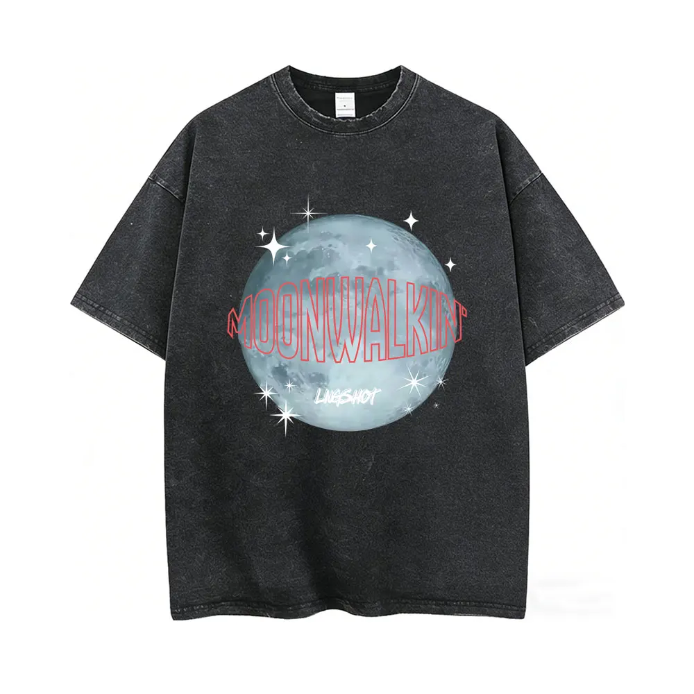 

Washed Vintage Lngshot SHOT CALLERS Moonwalkin T Shirt Men Women Kpop Fashion Trend T-shirt Male Casual Cotton O-collar T-shirts