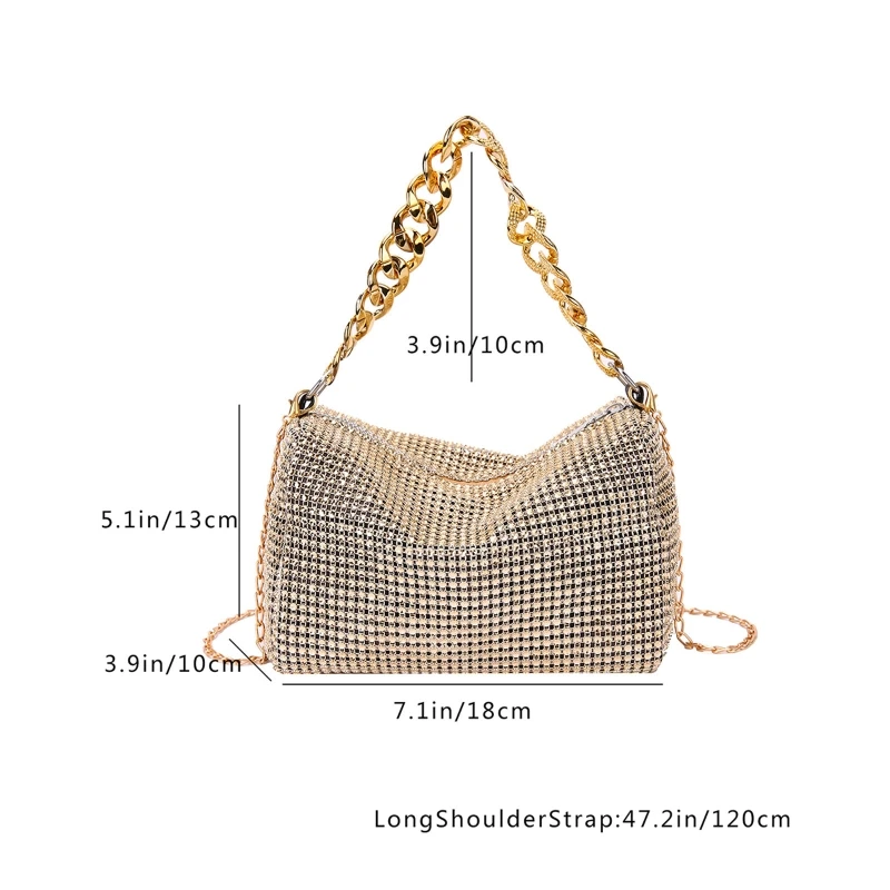 Beautiful Underarm Bag Glitter Rhinestone Crossbody Bag Shoulder Bag Evening Bag Handbag for Masquerades Party