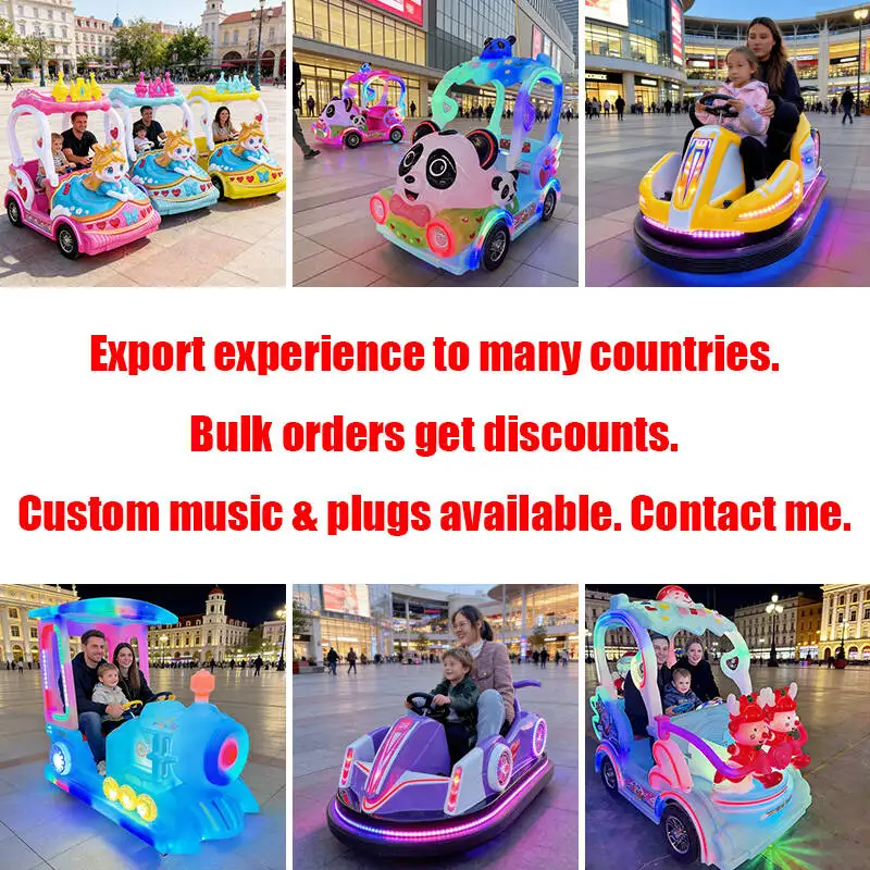 Outdoor Amusement Park Double Kids Electric Bumper Car, Rideable Parent-Child Battery Car with Lights, Fun Square Rental Toy