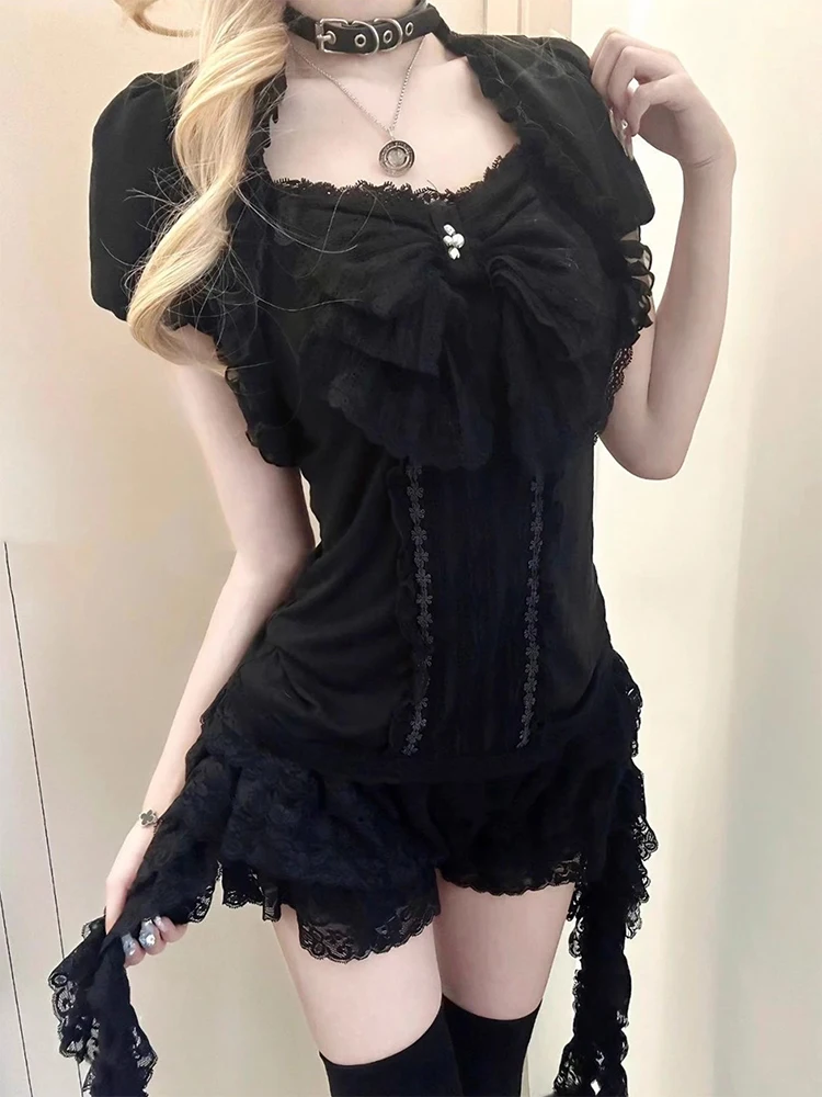Slimming Pure Desire Black Women's Summer 2026 New Short Sleeve Open Cardigan Strap Vest Shorts Three-piece Set Fashionable