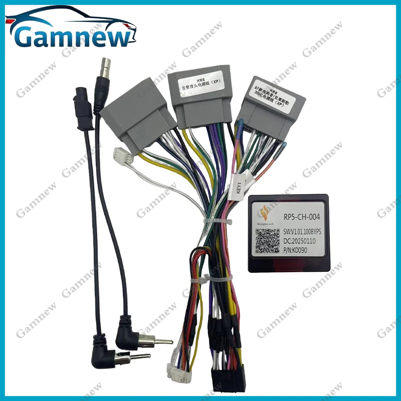 Car 16pin Wiring Harness Adapter Canbus Box Decoder Android Radio Power Cable For Jeep Cherokee Wrangler Dodge Ram Chrysler 300C
