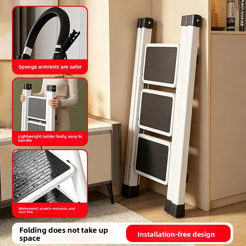 Folding A Frame Ladder Thickened Steps High Reach 5 Step Stool Safe Lock Portable Indoor Ladder Climbing Thick Folding Ladder