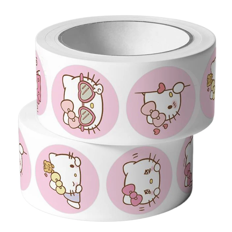 500PCS Hello Kitty Sanrio Stickers Kawaii Round Stickers Sealing Stickers Cartoon Gifts Decor Teachers Reward Sticker Scrapbook