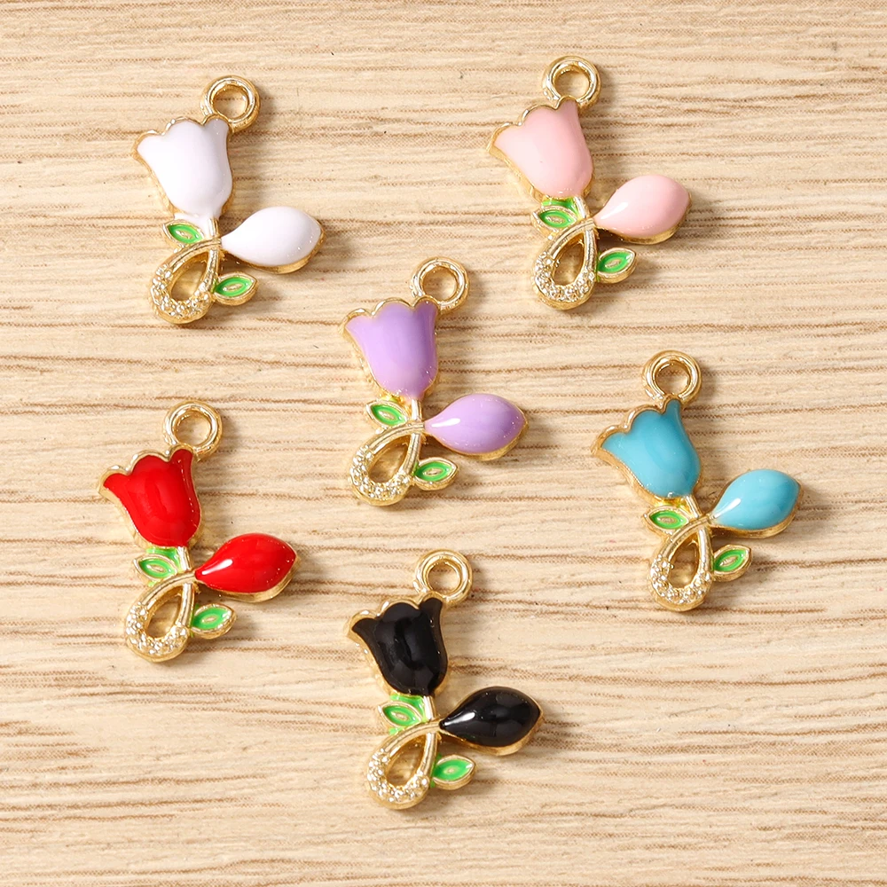 Tusember 20 Stück 11*12mm Niedliche Rosenblüten-Anhänger für Schmuckherstellung DIY Halskette Ohrringe Armband Handgemachtes Zubehör – Detail 3