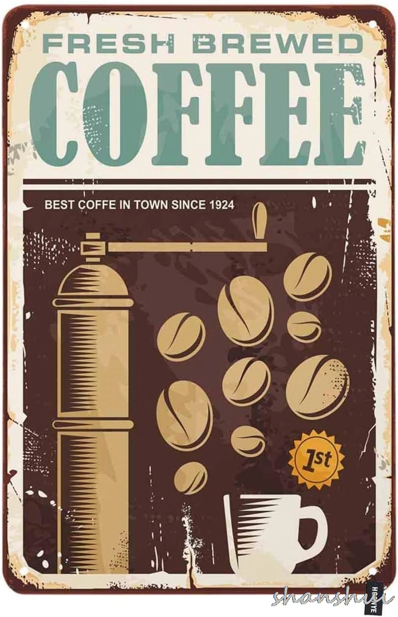 HOSNYE жестяная вывеска для свежего приготовления кофе, винтажная жестяная вывеска в зернах кофе и чашка, винтажные металлические жестяные вывески для мужчин и женщин, настенный художественный декор для дома, po