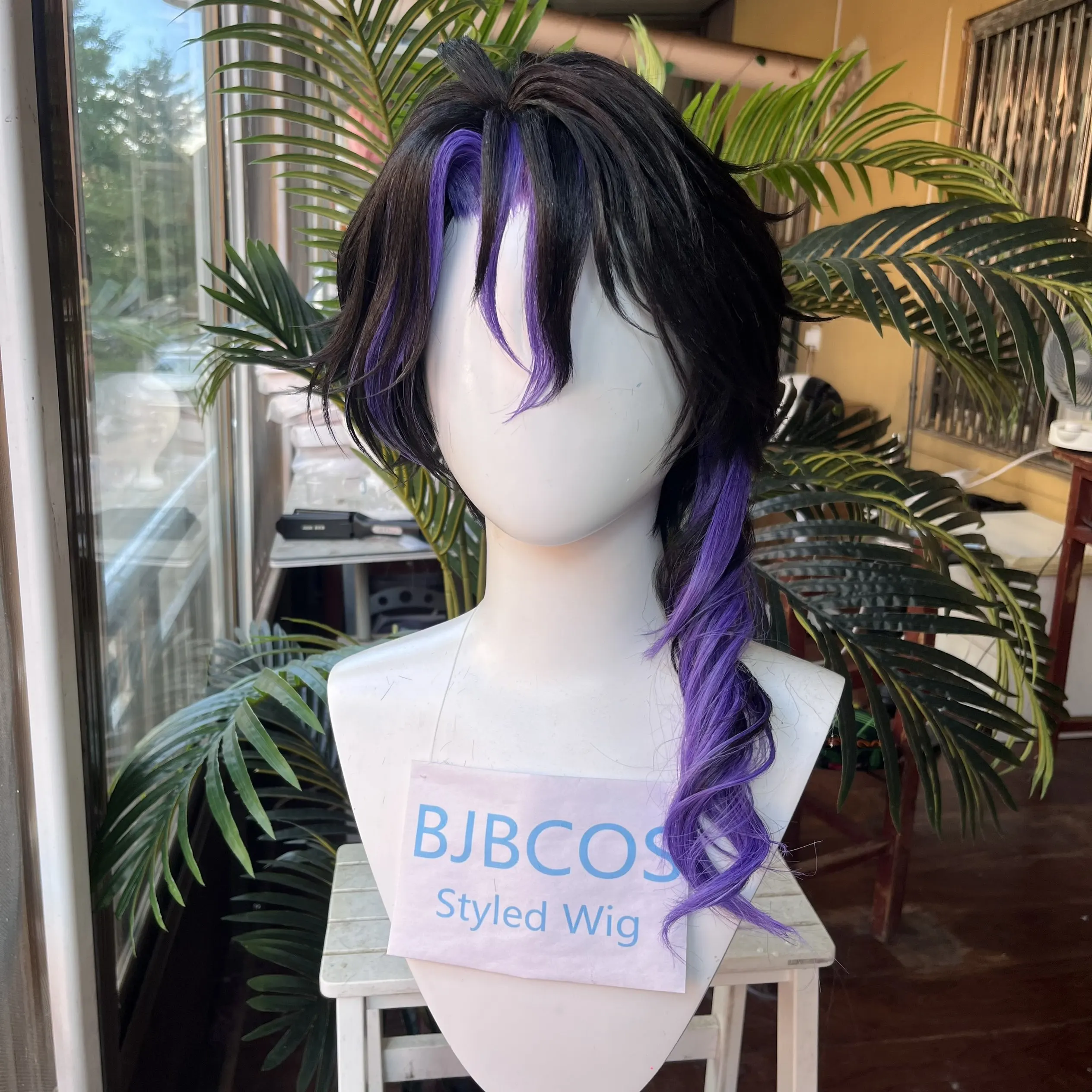 Prop For Cosplay - วิกผมทรงสวย [Pantalone] ‌ วิกผมคอสเพลย์เกมเก็นชิน อิมแพ็คสำหรับผู้ชายผมสีดำผสม 55